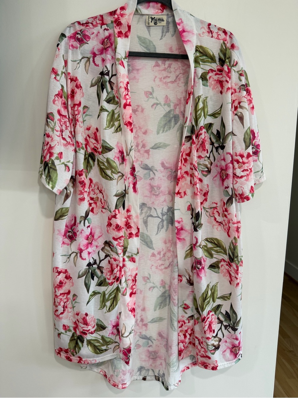 Show Me Your MuMu Floral Open-Front Robe in Pink and Green